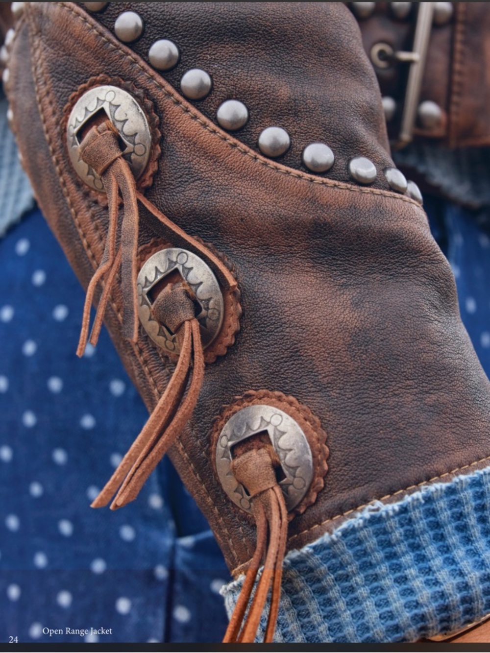 Double D Ranch Open Range Studded Leather Jacket with Conchos RTL $1295 XS NWT - Picture 3 of 16